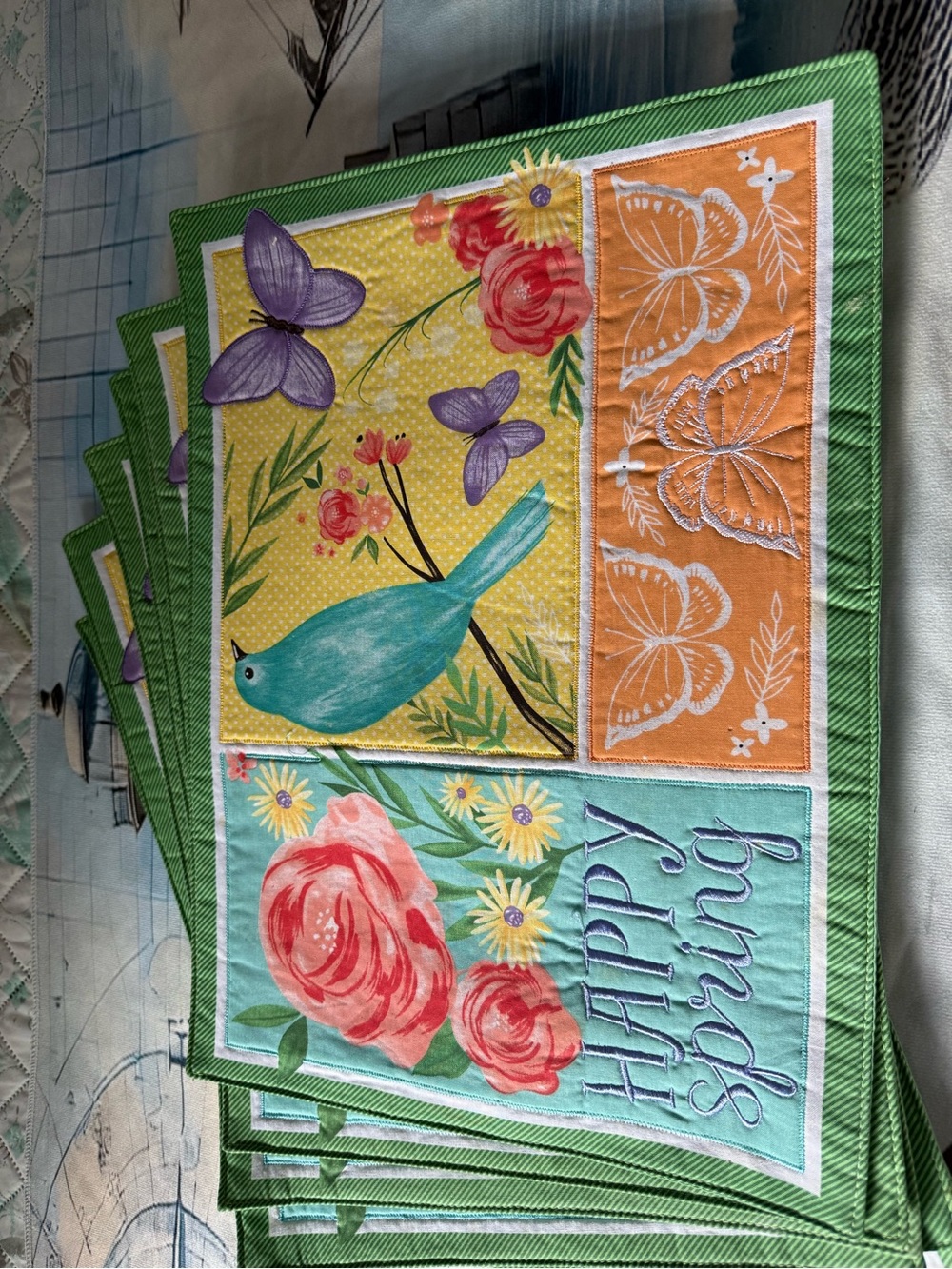 Set of 6-Happy Spring Floral Bird Placemats